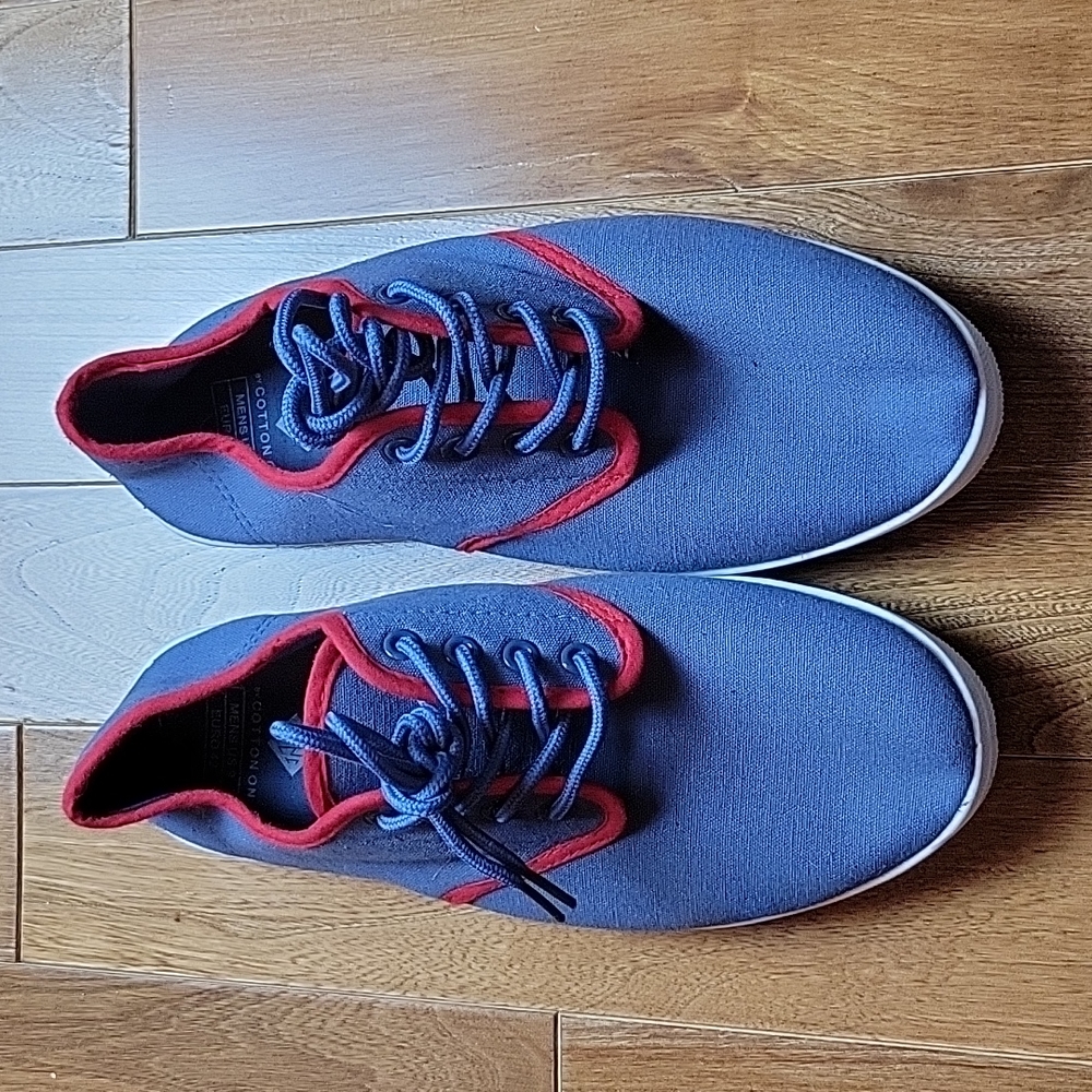 Men's Cotton On Blue‎ Red Low Top Light weight canvas sneakers 9